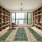Earthy Sage Woven Basket Weave Botanical Rug