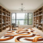 Earthy Terracotta Swirling Ribbon Texture Rug