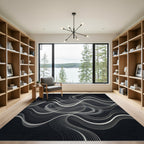 Monochromatic Abstract Wave Symphony Rug