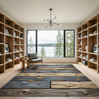 Distressed Wood Grain Plank Composition Rug