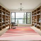 Coral Sunset Abstract Brushstroke Rug