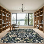 Dark Floral Damask with Creamy Accents Rug