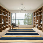 Modern Striped Multicolor Nautical Wood Plank Rug