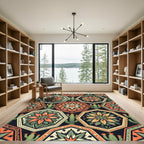 Southwestern Sun Cactus Geometric Medallion Rug