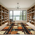 Earthy Orange and Brown Plaid Check Rug
