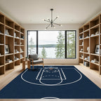 Minimalist Navy Basketball Court Graphic Rug