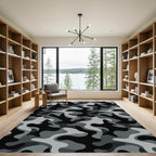 Modern Urban Monochrome Camouflage Abstract Rug