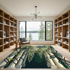 Elegant Cream Wisteria Trellis Illustration Rug