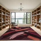 Abstract Burgundy and Sienna Brushstrokes Rug