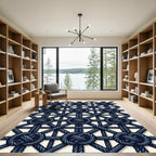 Deep Blue Nautical Knot Lattice Rug