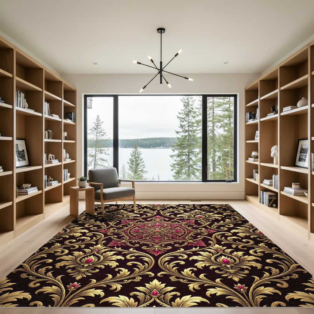 Royal Crimson Gold Acanthus Scroll Rug