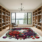 Romantic Velvet Rose and Ribbon Wreath Rug