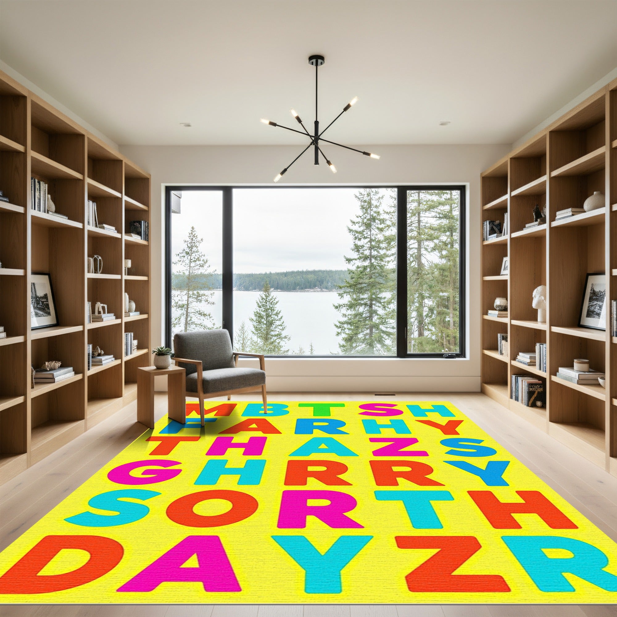 Alphabet Blocks Multicolored Composition Rug