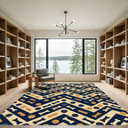 Navy Cream Dog Treat Chevron Rug