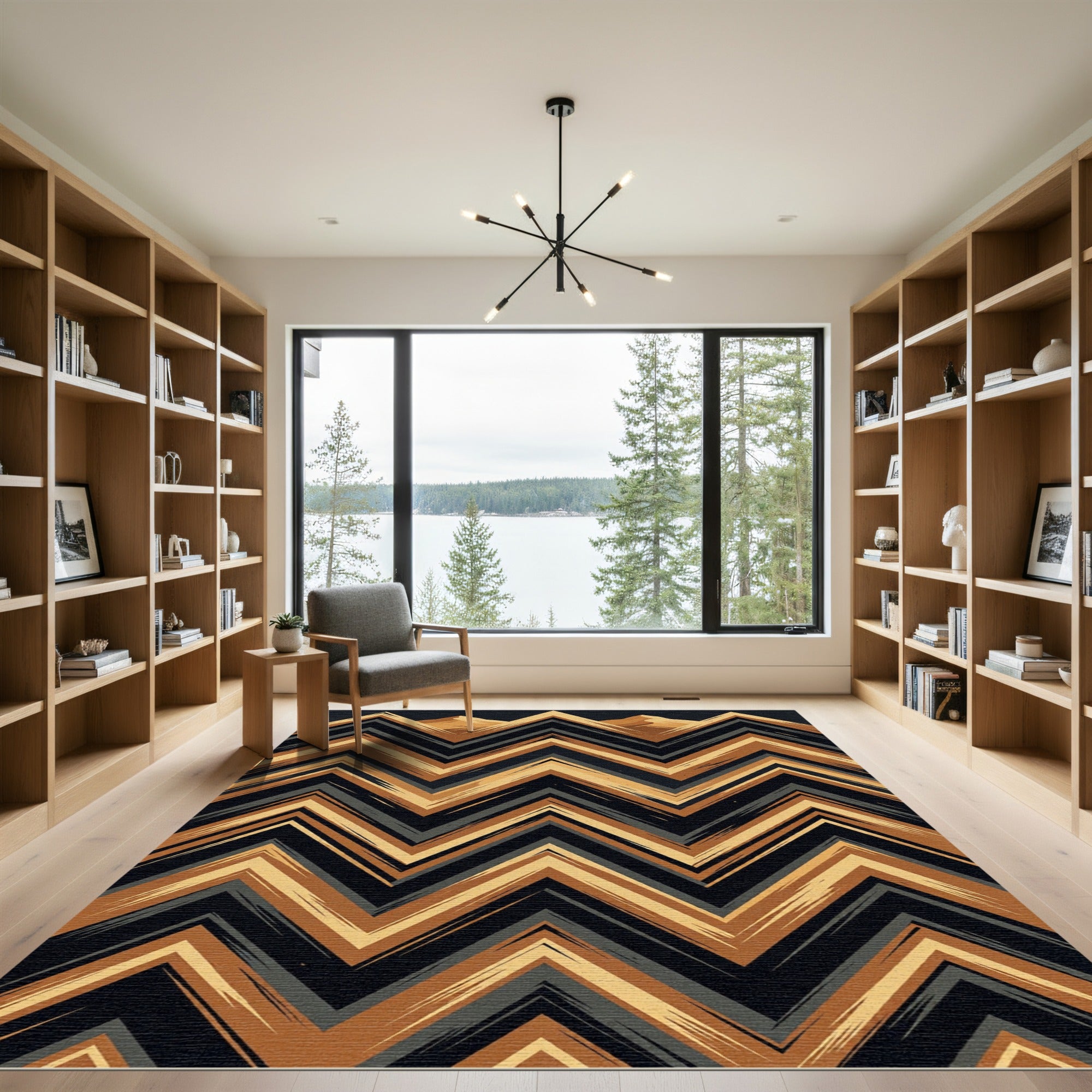 Earthy Mountain Range Chevron Rug