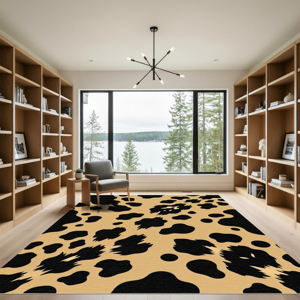 Bold Black And Tan Spots Rug