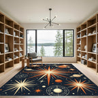 Celestial Mid Century Retro Starry Night Rug