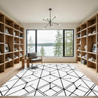 Minimalist Black White Geometric Abstract Rug