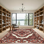 Ornate Coral Acanthus Scroll Panel Rug