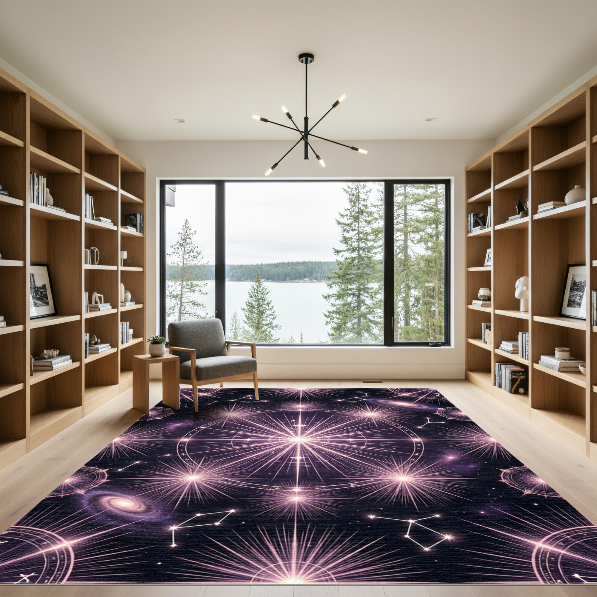 Cosmic Pink Starburst Constellation Rug