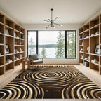 Earthy Swirling Concentric Rings Rug