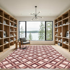 Elegant Terracotta Lattice Grid Rug