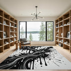 Monochrome Liquid Ink Abstract Flow Rug