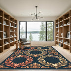 Cherubic Heart Floral Laurel Wreath Ornament Rug