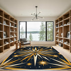 Golden Starburst Celestial Night Rug