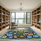 Pastoral Lambs in Floral Wisteria Meadow Rug