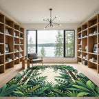 Lush Green Tropical Foliage Arch Rug