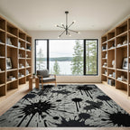 Black Splatter Grunge Abstract Rug