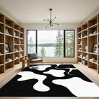 Bold Abstract Monochrome Organic Flow Rug