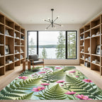 Soft Pink Cosmos and Ferns Rug