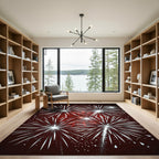 Red White Burst Celebration Fireworks Rug