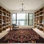 Crimson Gold Mandala Floral Rug