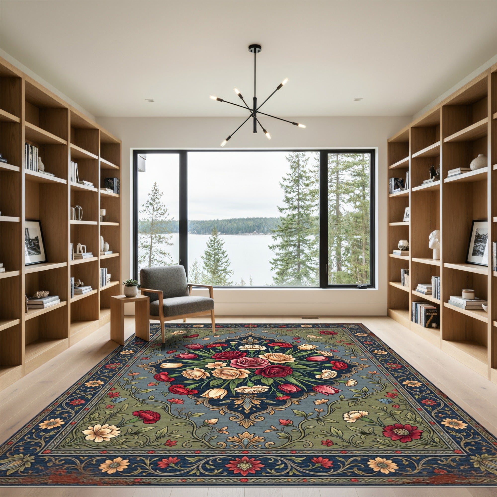 Vintage Floral Medallion Garden Bouquet Rug