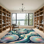 Iridescent Seashell Wave Art Decor Rug