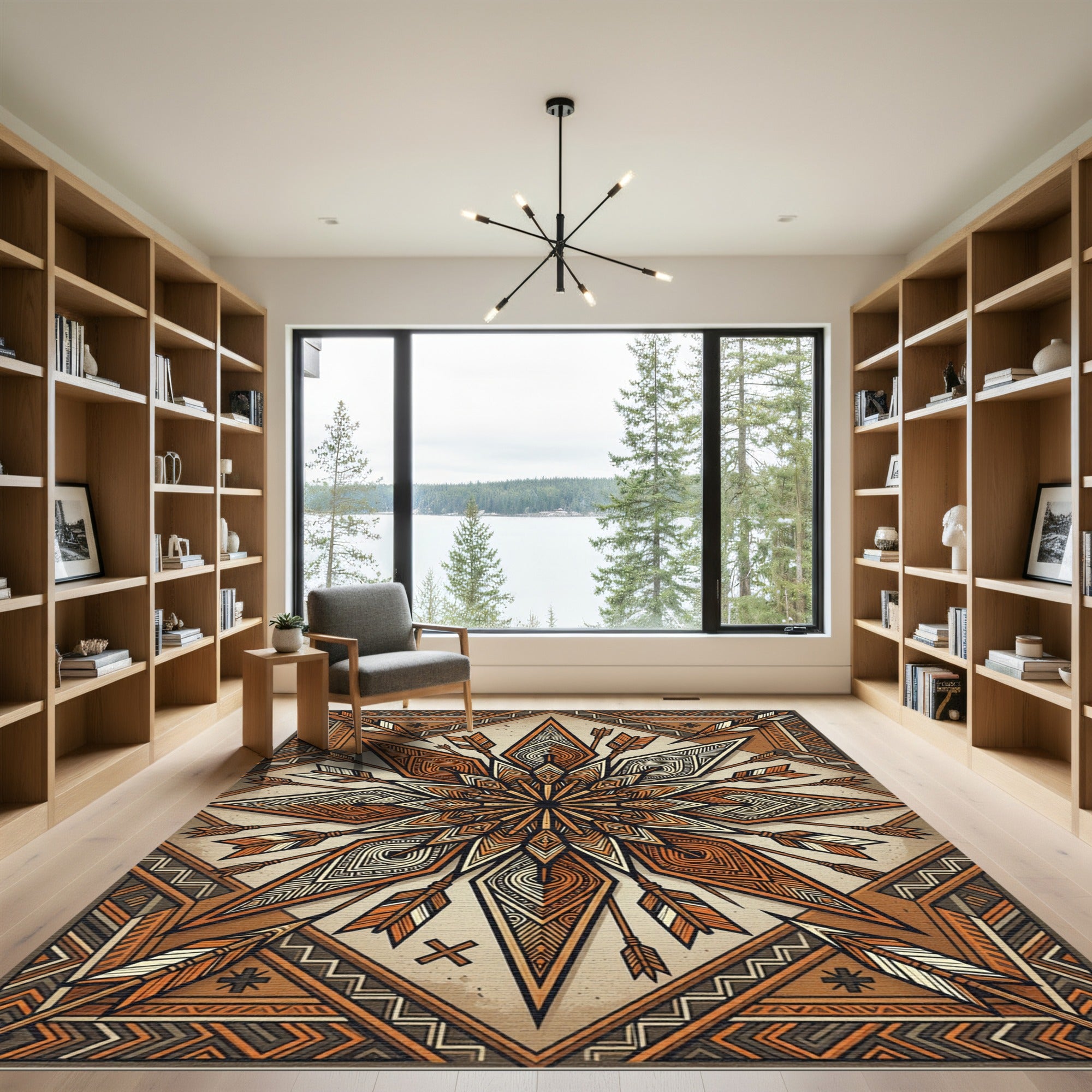 Geometric Copper Arrow Star Medallion Rug