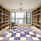 Lavender Cream Tile Check Rug