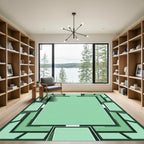 Mint Green Geometric Layered Frame Rug