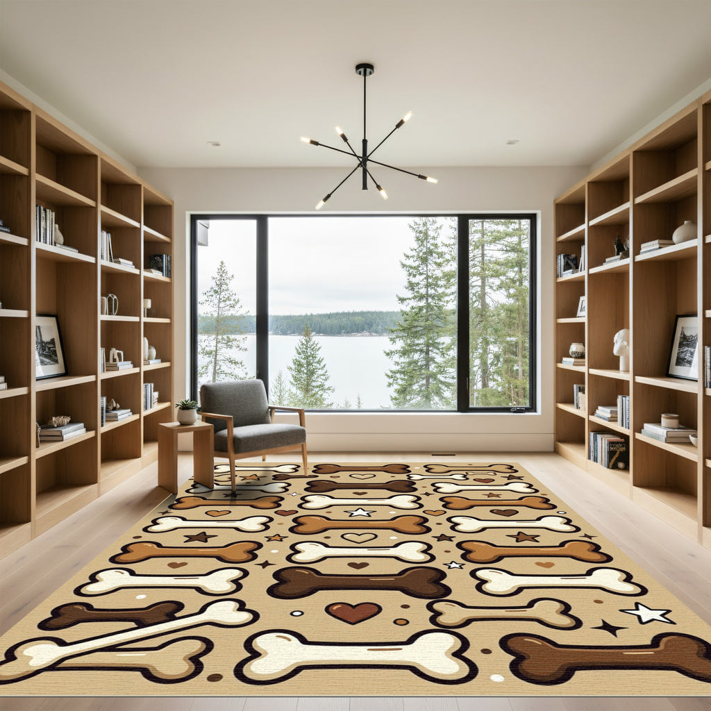 Playful Bone Heart and Star Accent Rug