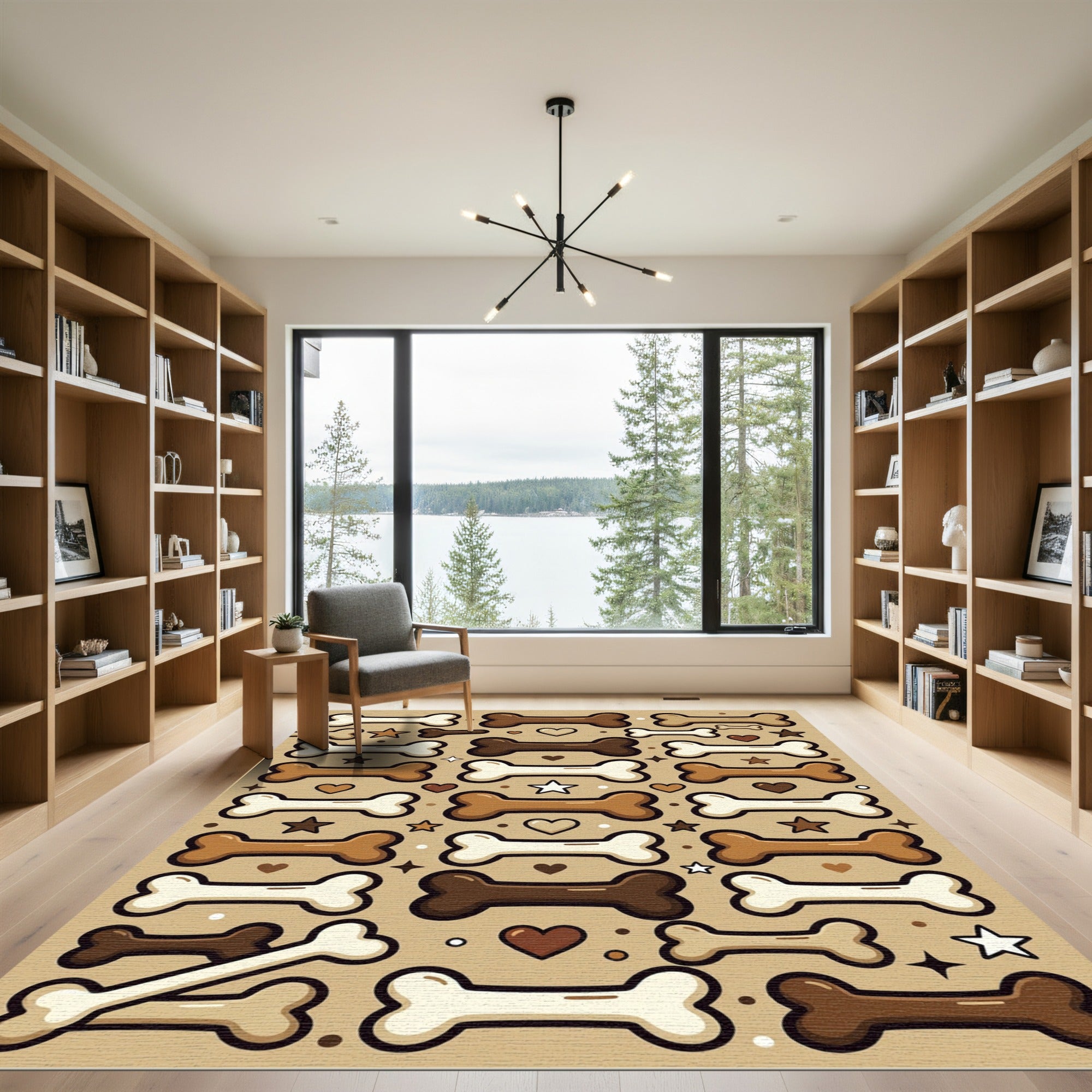 Playful Bone Heart and Star Accent Rug