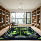 Neon Alien Radar Targeted Circle Grid Rug