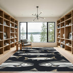 Minimalist Monochrome Salmon School Illustration Rug