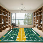 Athletic Green Gold Stadium Grid Rug