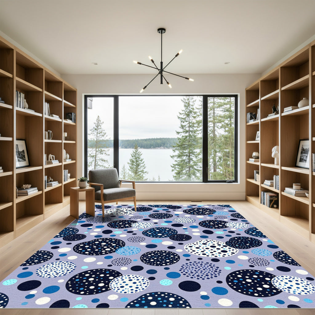 Coastal Blue Dotty Circle Collage Rug