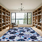 Coastal Blue Dotty Circle Collage Rug