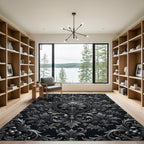 Ornate Silver Acanthus Scrollwork Rug