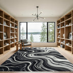 Monochromatic Abstract Swirl Branches Rug